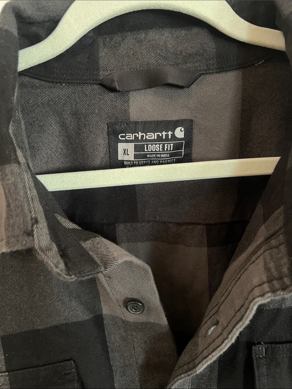 Carhartt Black & Gray Plaid button-down Shirt Jacket sz XL - Picture 2 of 7